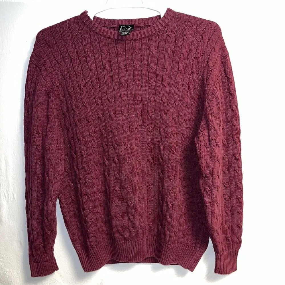 Jos A Bank Sweater‎ Mens XL Cable Knit Preppy Classic Casual Grandpa Core